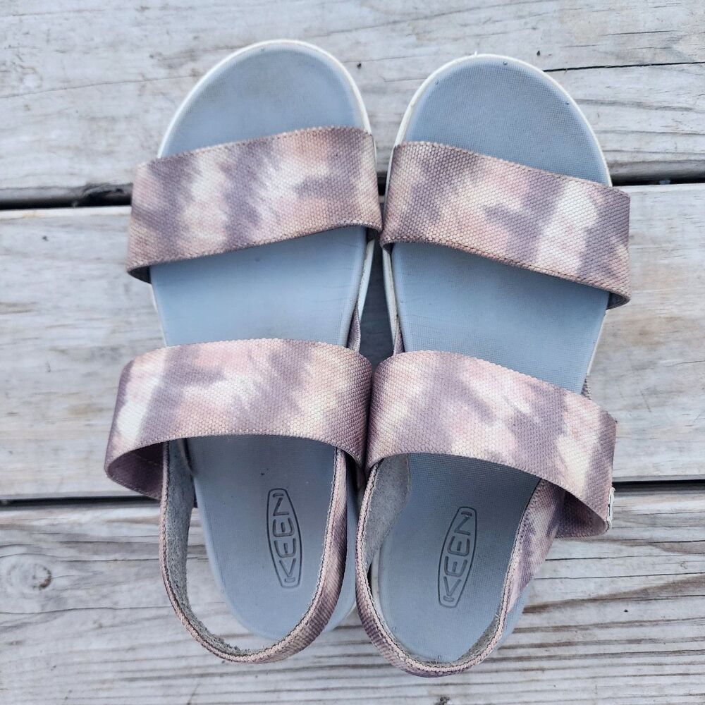 Women's KEEN Elle Backstrap Stretch Gore Strap Tie-Dye Taupe Comfort Sandal Sz 8